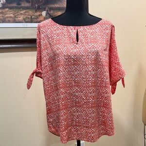 Cato Red and White Patterned Blouse